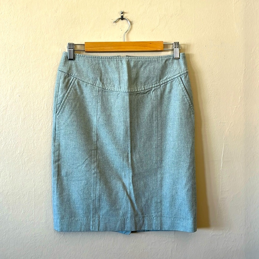 Banana Republic Gray Herringbone Pencil Skirt Pockets 2